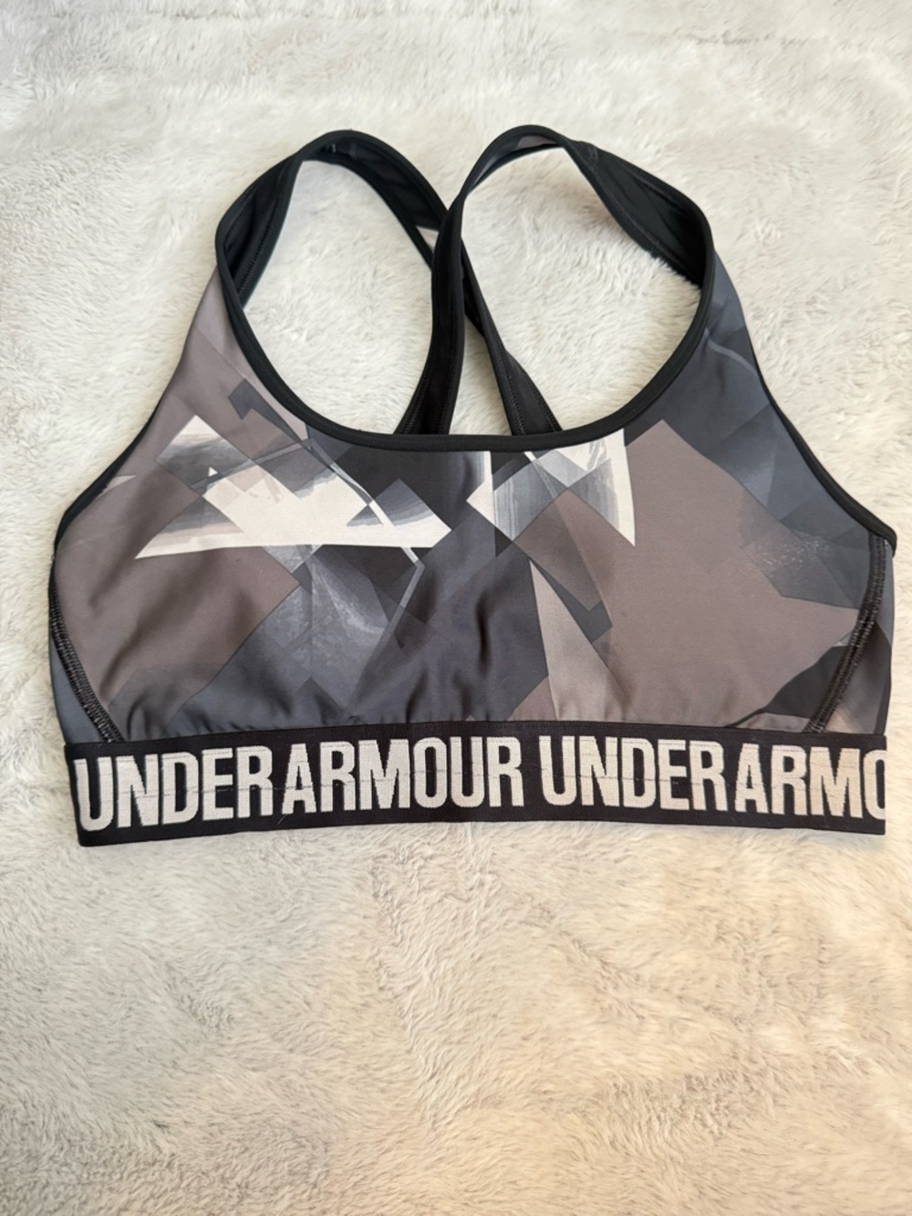 Under Armour Black & Gray Geometric Racerback Sports Bra